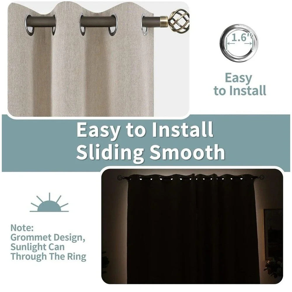 BGment Linen Color Blackout Curtains 52x120” Bedroom 2 Panels Set,